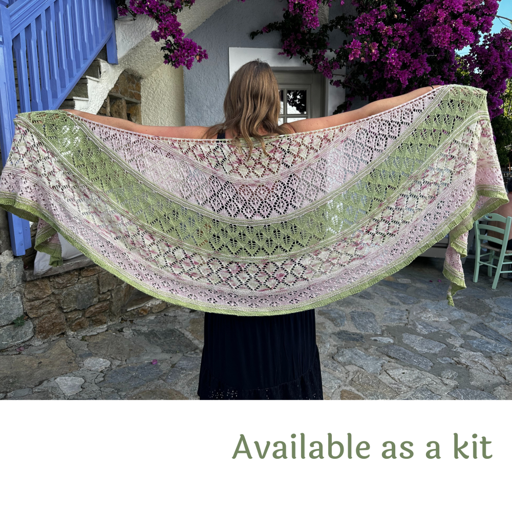 Three Skein Shawl Knitting Pattern - Rose Garden Shawl