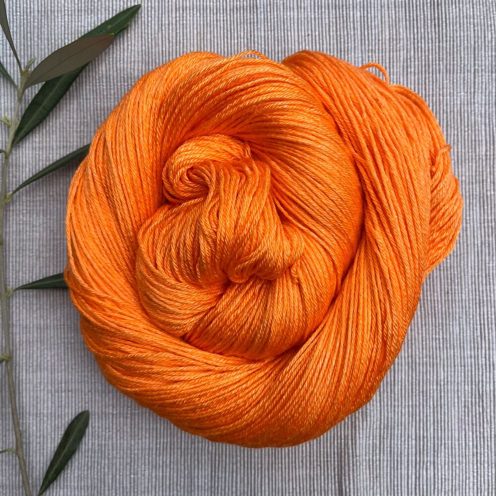 4 ply Silk and Merino Yarn - Neon Orange (Dyed to Order)