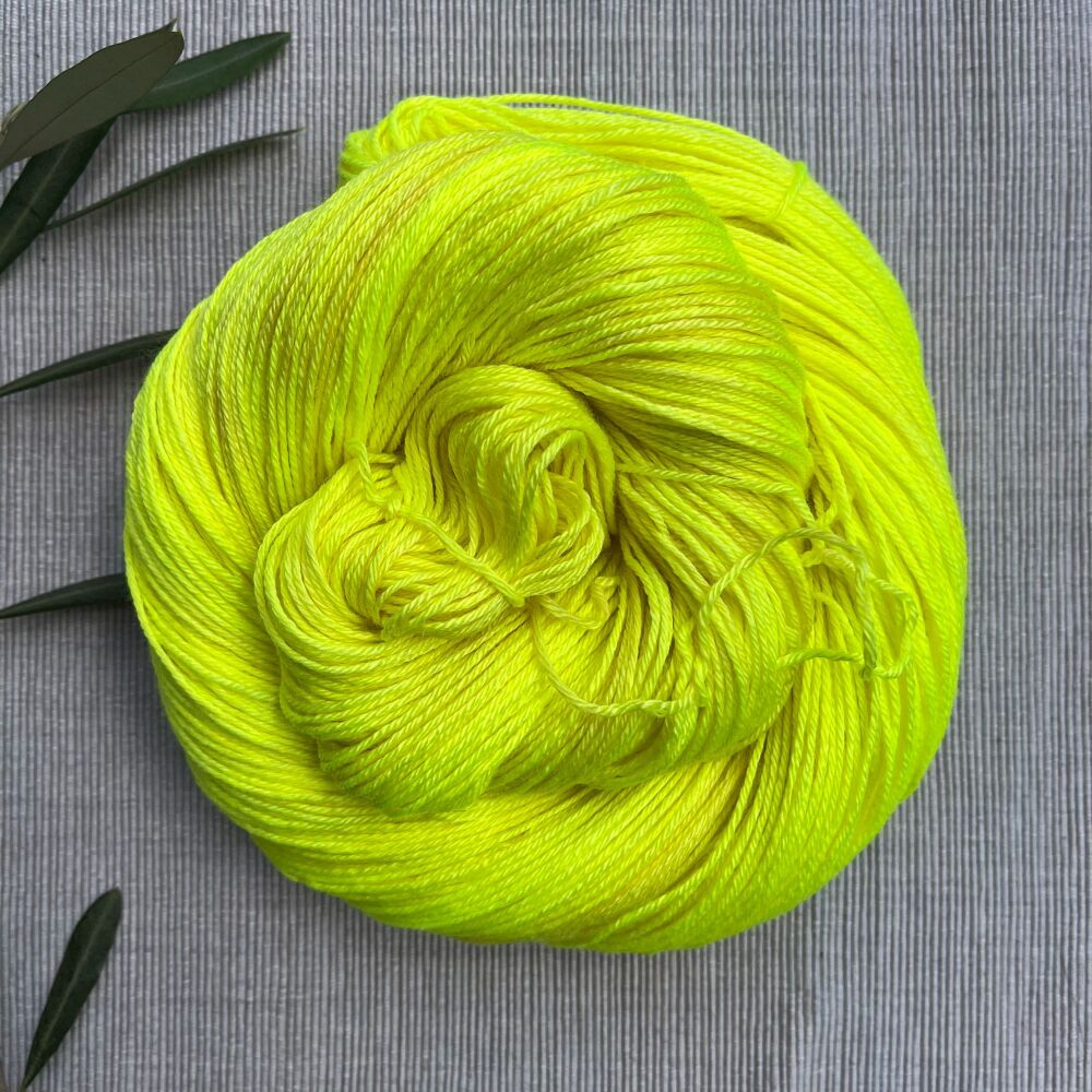 4 ply Silk and Merino Yarn - Neon Yellow (Dyed to Order)
