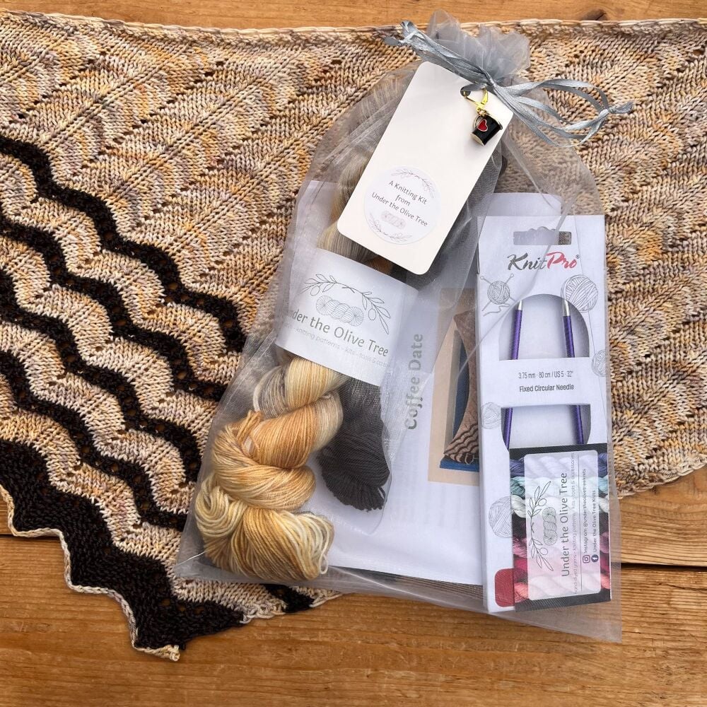 Shawl Knitting Kit - Coffee Date