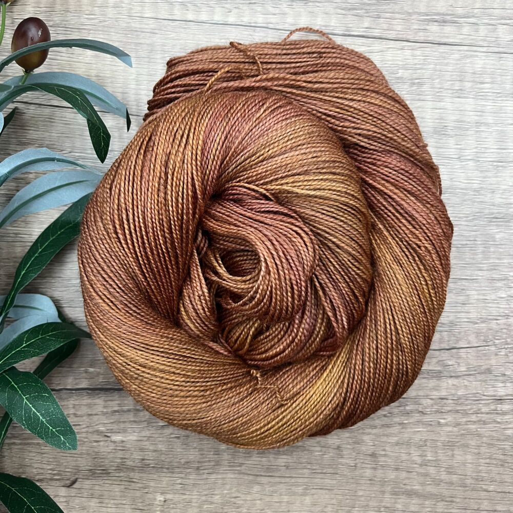 New! Bronze Sparkle Sock / 4 ply Yarn - Copper Penny Sparkle
