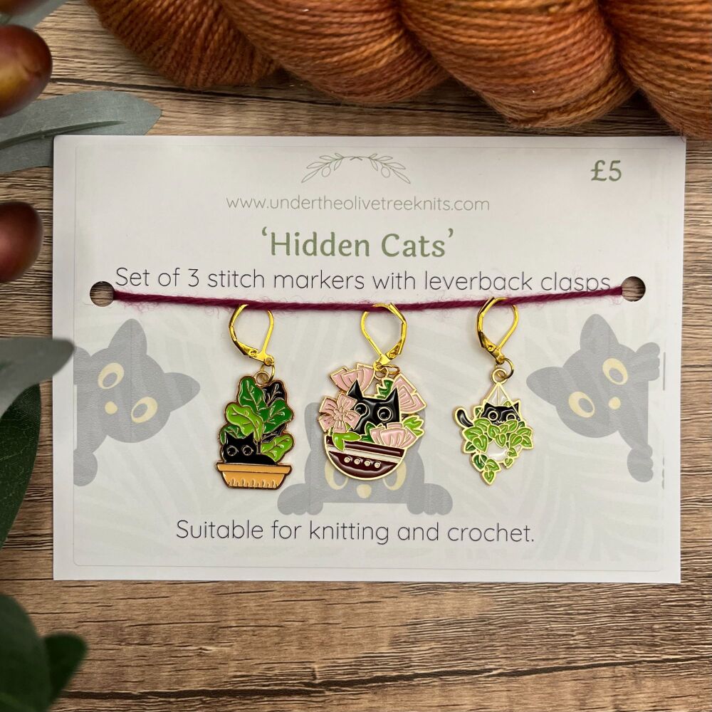 'Hidden Cat' Stitch Markers
