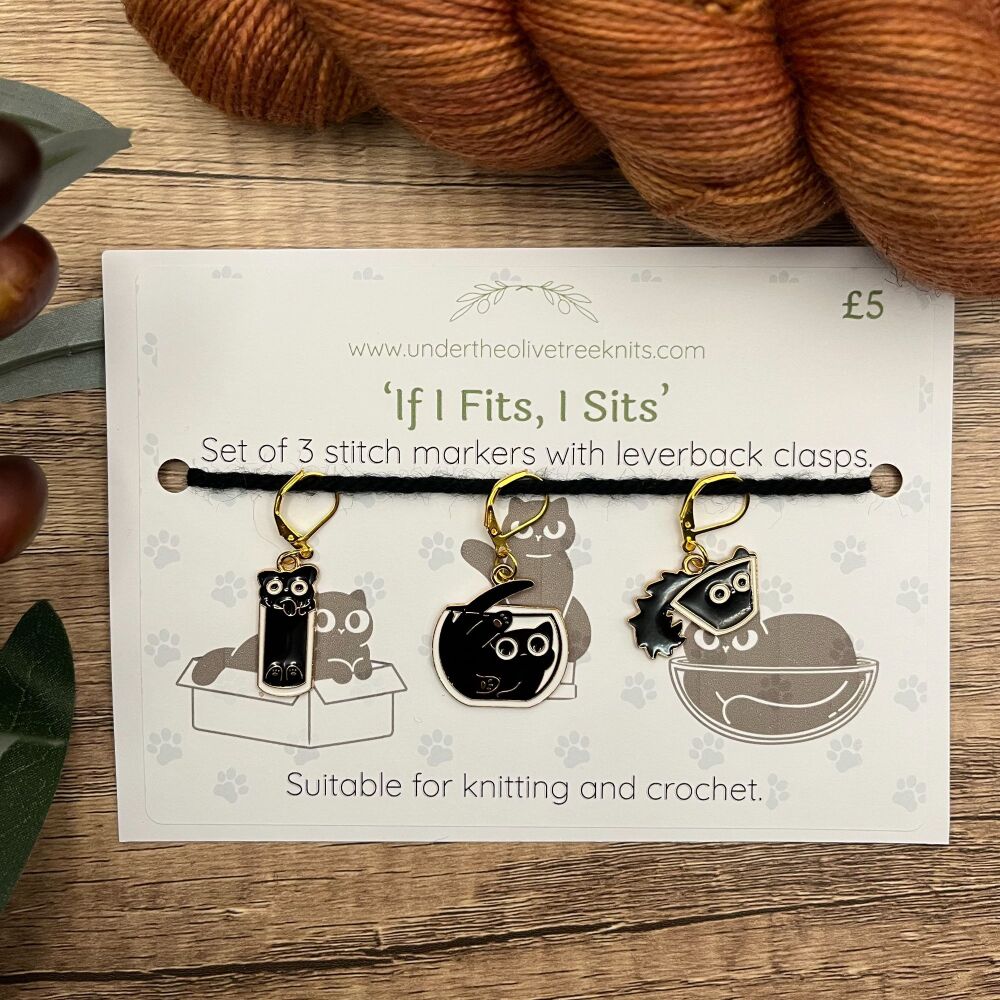 'If I Fits, I Sits' Cat Stitch Markers - Collection A