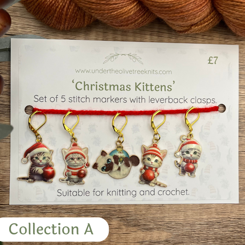 Christmas Kittens Stitch Markers