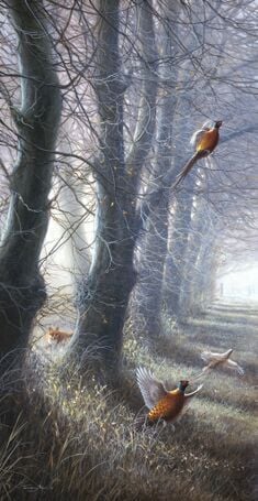 November Days - Pheasants & Fox By Jeremy Paul
