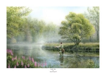 Early Mist - Fly Fishing On River - Limited Edition Print By Nigel Artingstall
