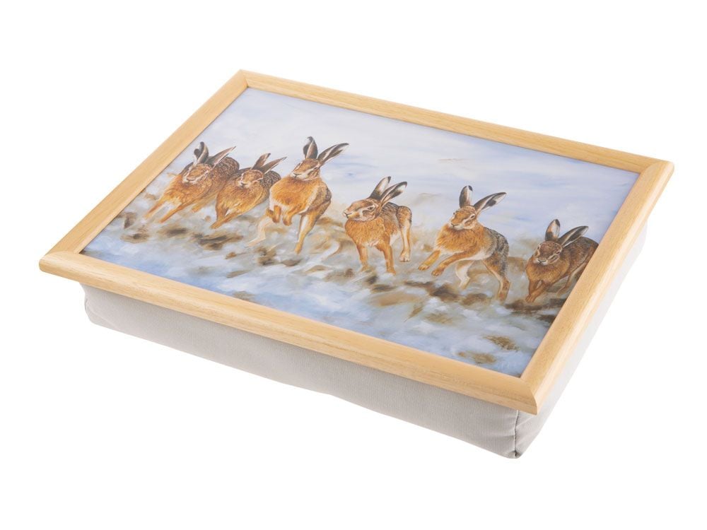  Hare Today - Lap Tray With Cushion Framed By Robert E Fuller