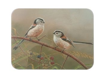 Long Tailed Tits - Luxury Glass Worktop Saver By Robert E Fuller