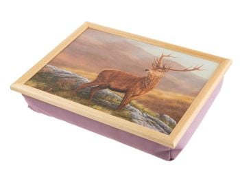 Red Stag - Lap Tray With Cushion Framed By Robert E Fuller