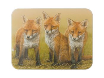 Three Fox Cubs - Luxury Glass Worktop Saver By Robert E Fuller
