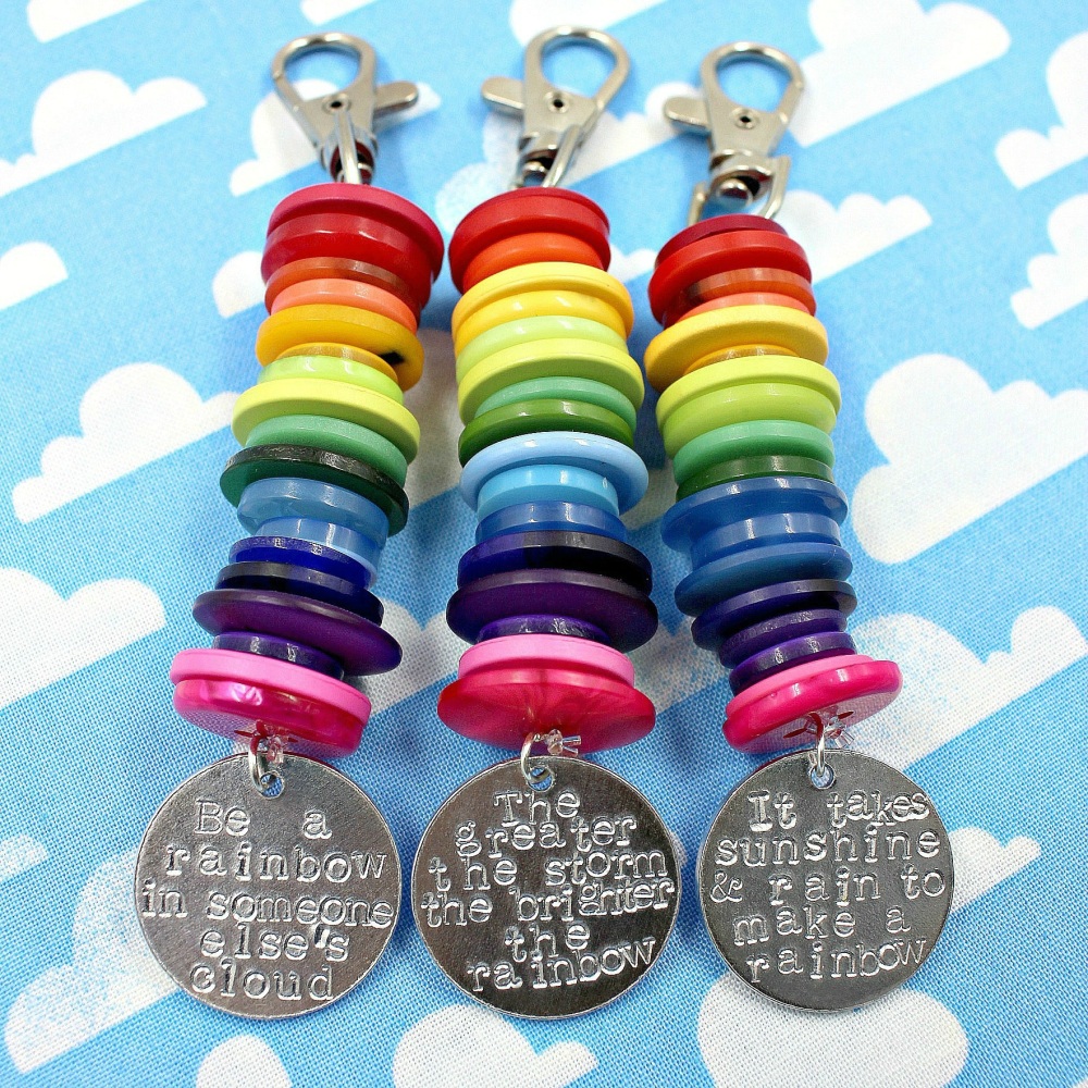 Button Rainbow Keyrings