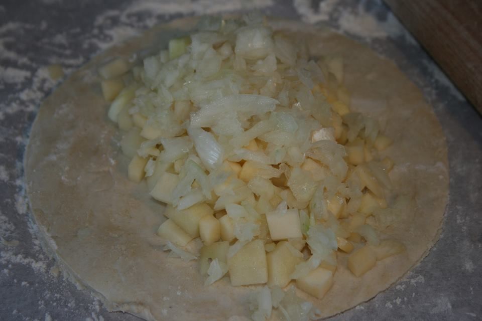 onion layer in a traditional cornish pasty