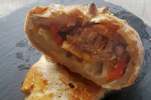 Vegan Jack Fruit, and mozzarella barbecue Pasty