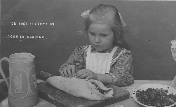 little girl crimping a pasty