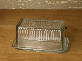 Glass Butter Dish With base and rectangular top. 