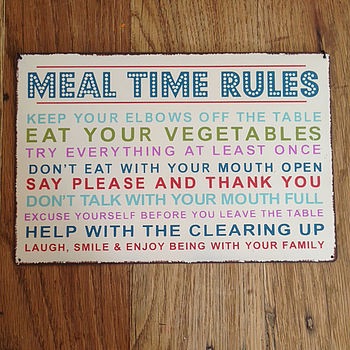 Vintage Mealtime Rules 