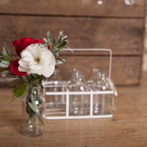 Retro School Milk Bottles with Crate