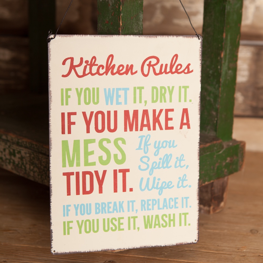 Vintage Kitchen Rules sign 
