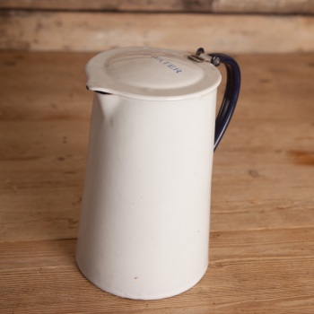Reclaimed Enamel jug with  Hot Water lettering on lid
