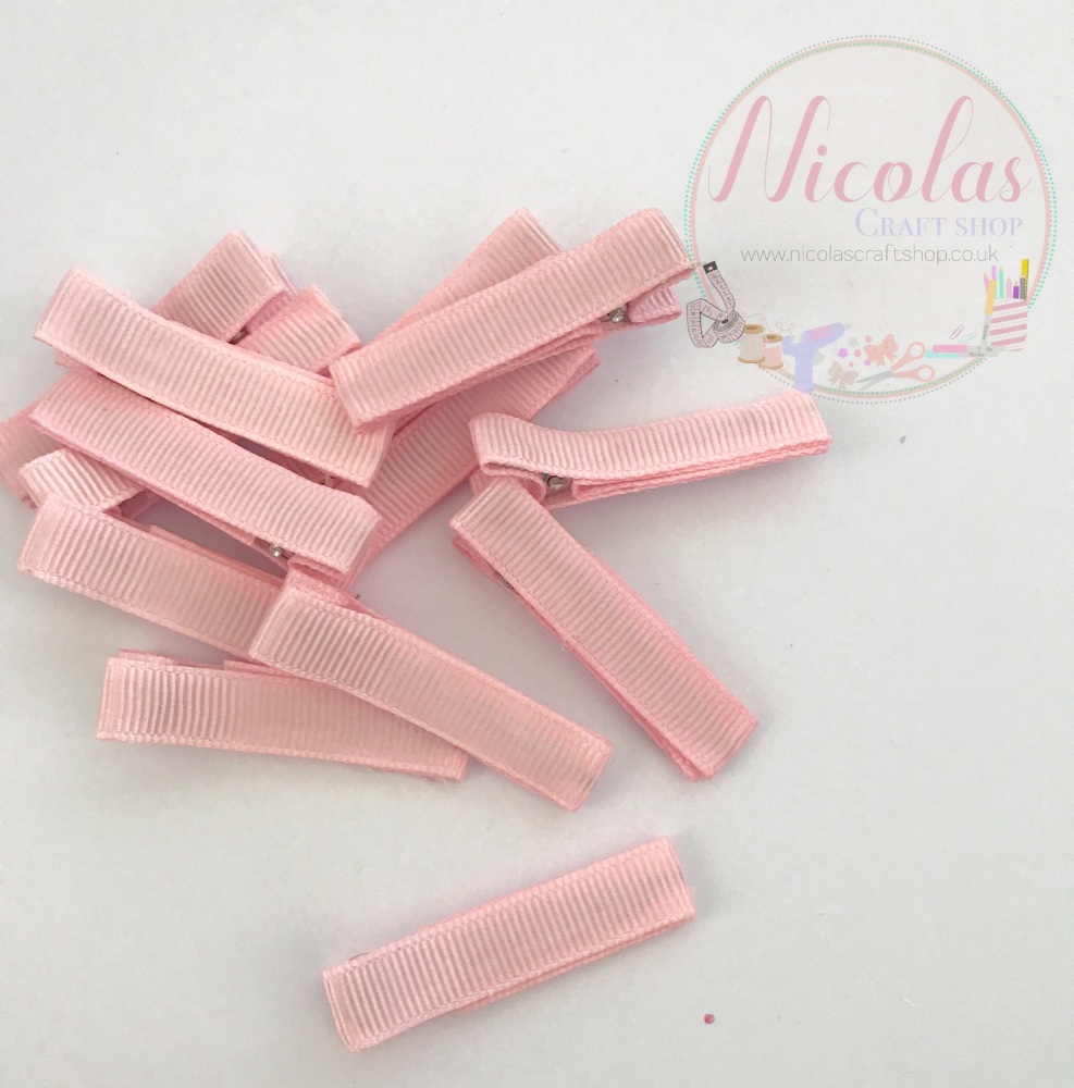 Baby Pink Pre lined 45mm alligator clips (pack of 10) 