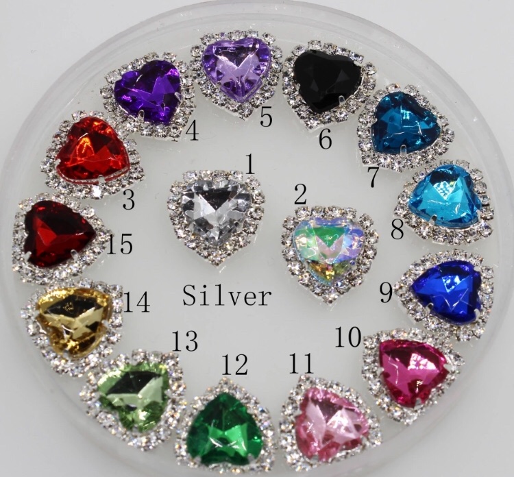 1.6cm heart crystal bling flatback gem rhinestone 