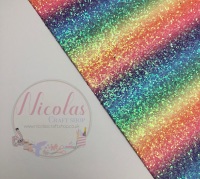 Frosted ombre colours of the rainbow chunky glitter fabric