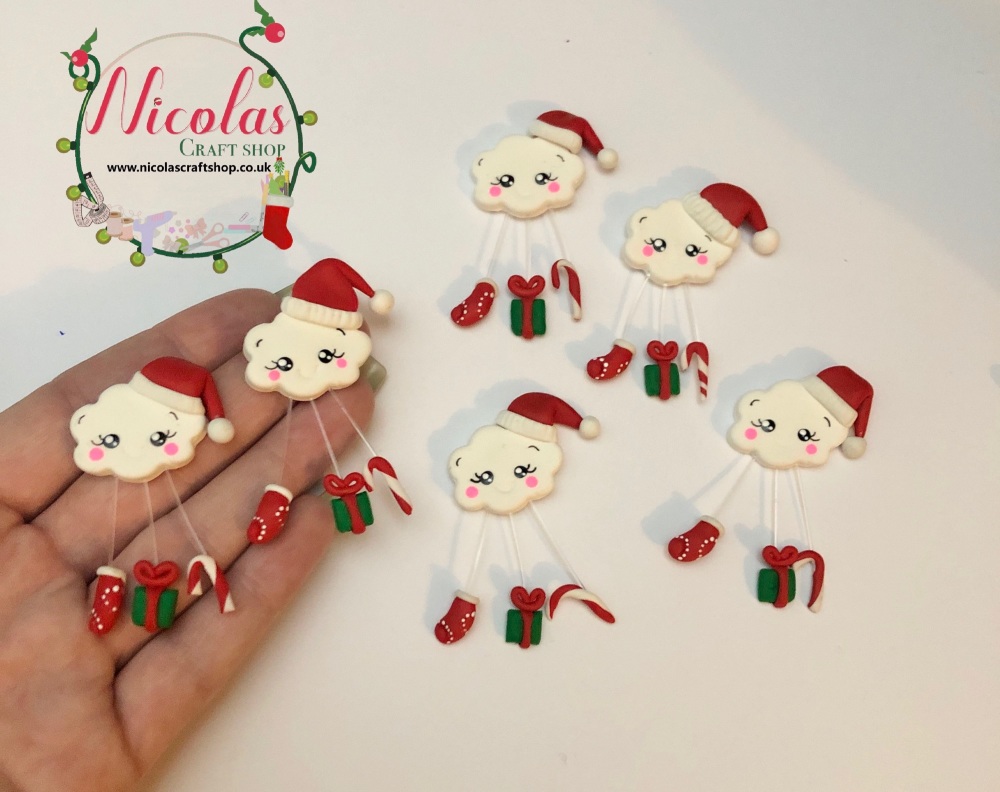 The mini red xmas cloud polymer clay
