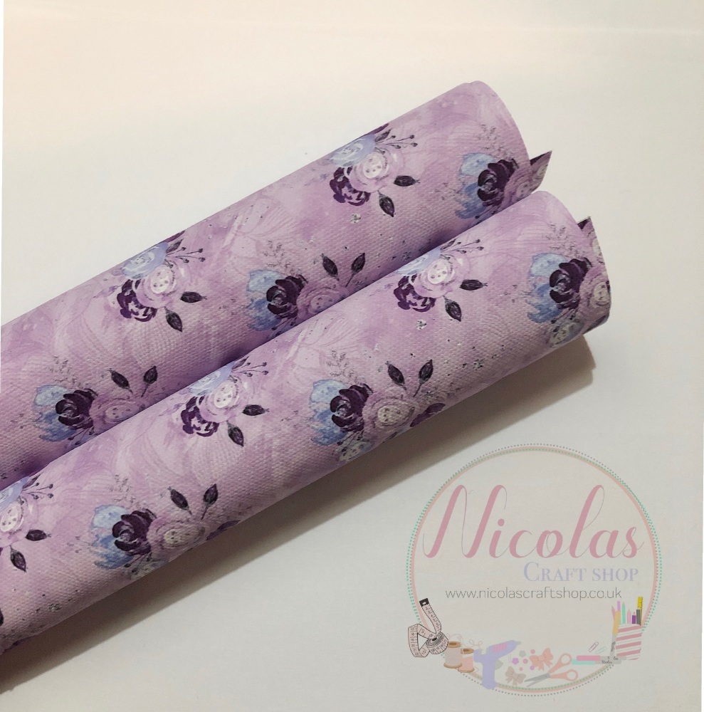 Lilac Floral printed canvas sheet