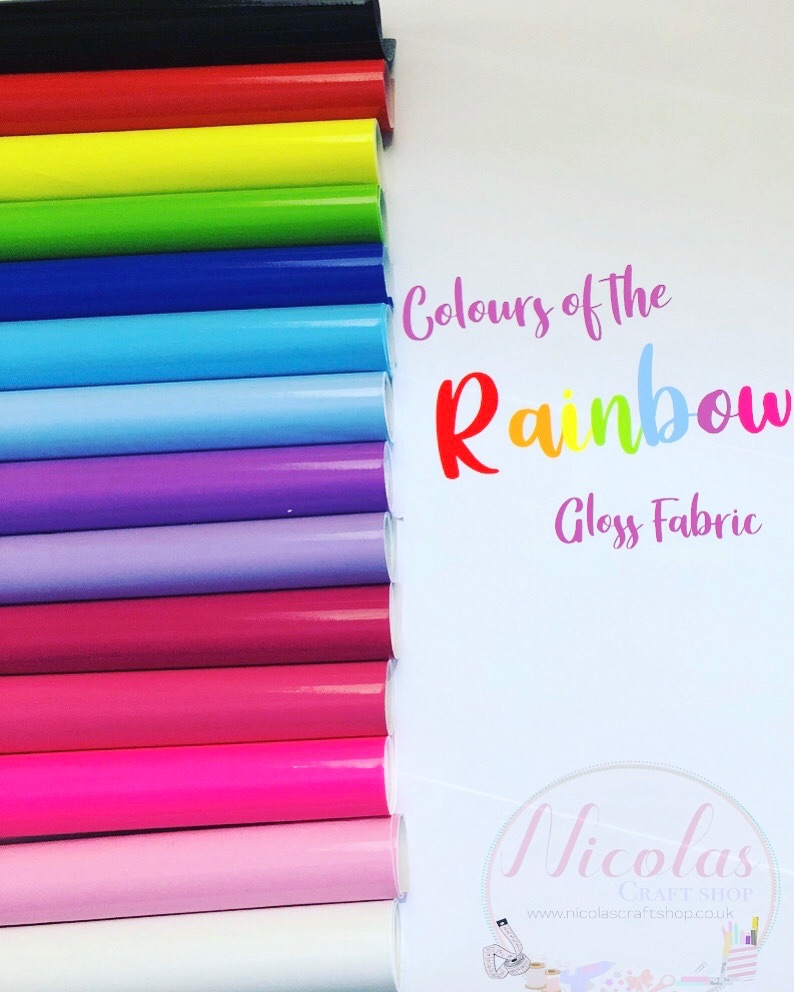PATENT - Stunning colours of the rainbow vinyl gloss fabric