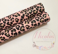 Pink leopard Fine Glitter Fabric