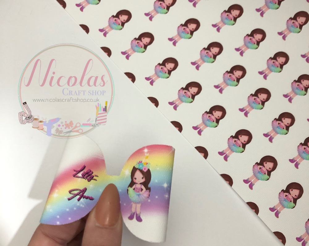 Rainbow Girl Brown Hair Printed canvas loop pre cut