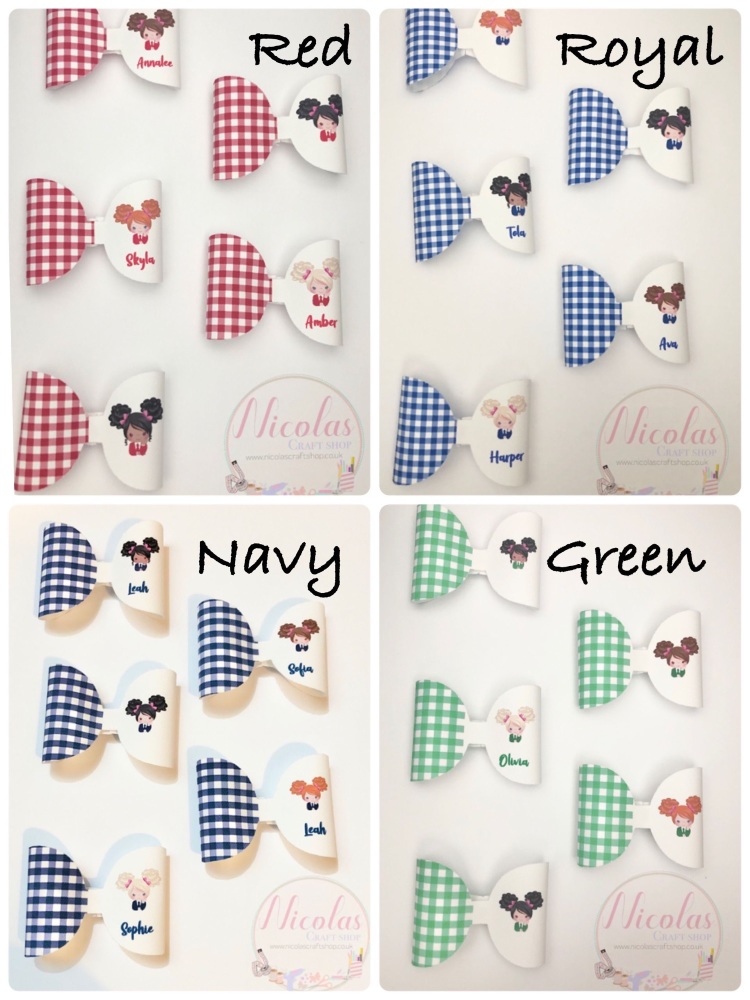 Personalised Gingham Girls Printed Bow Loops Pre Cut