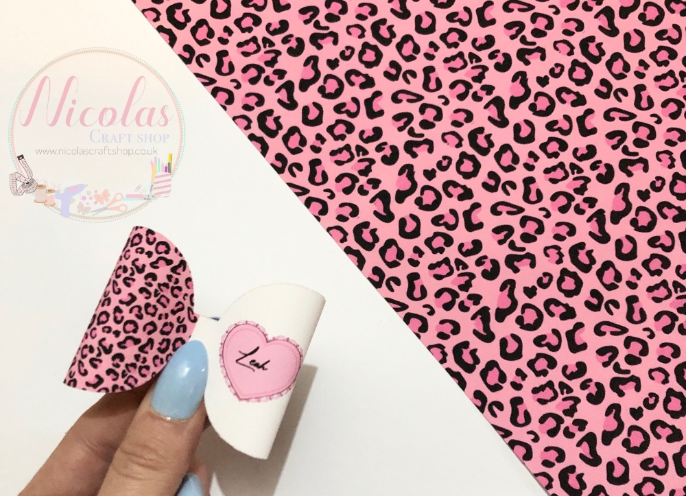 The Pink leopard personalised pre cut bow loop