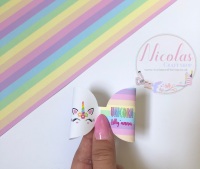 UNICORN - pre cut pastel rainbow printed canvas bow loop