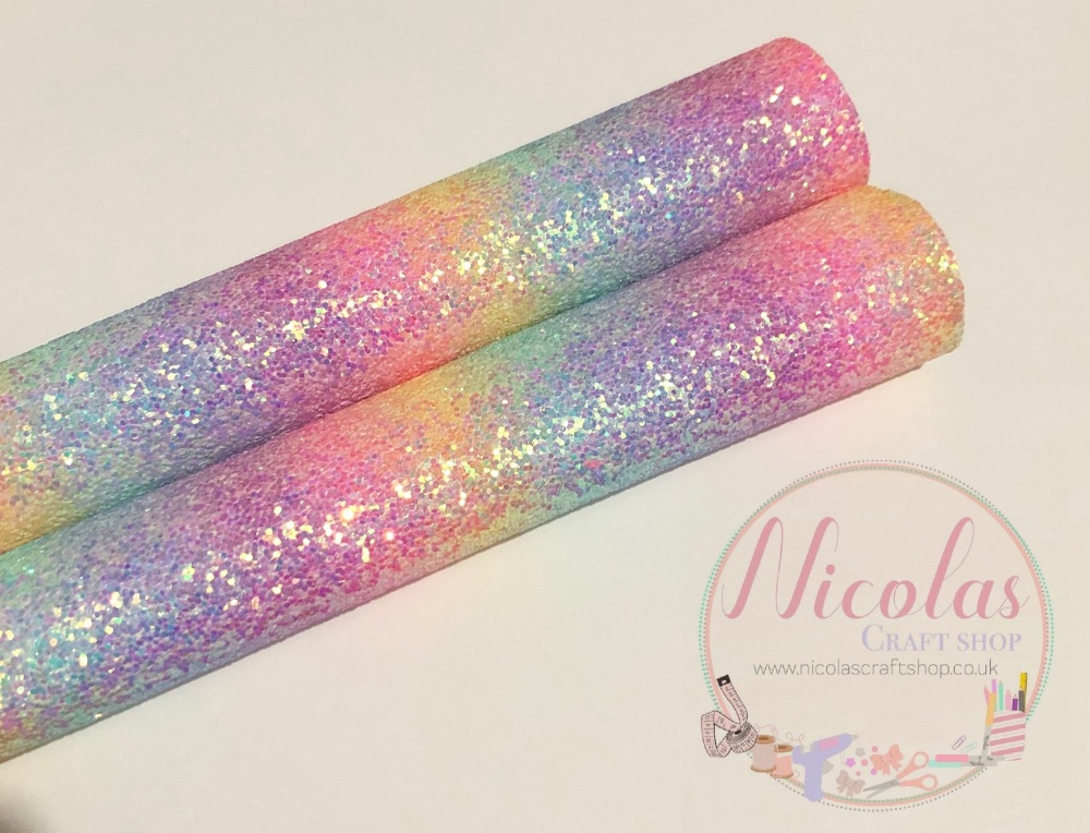 Pastel Rainbow Chunky Glitter A4