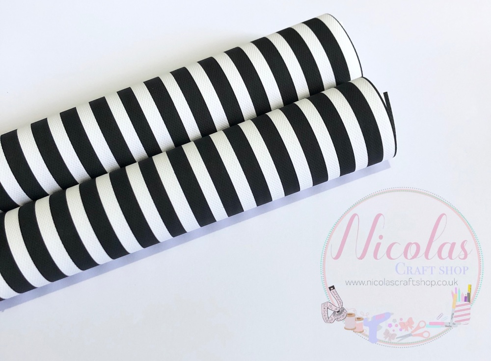 Black and white stripe printed canvas sheet fabric