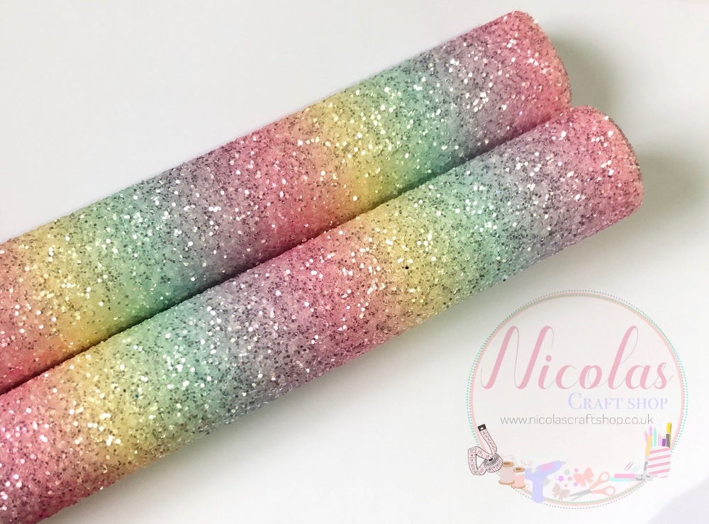 FROSTED Pastel Rainbow Chunky Glitter Sheet