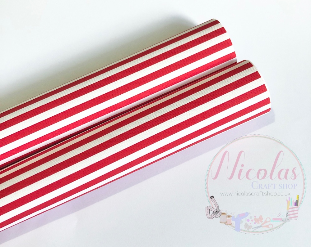 Red and white stripe printed canvas sheet