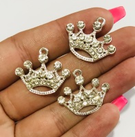 Silver coated crown charm embellishment 