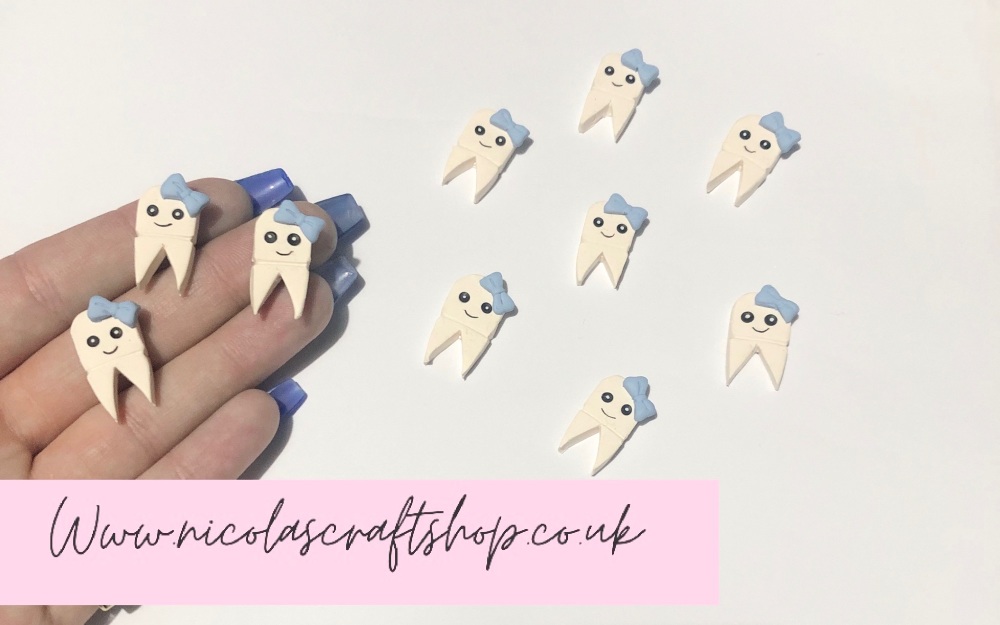 Blue Cute Tooth polymer clay tooth fairy