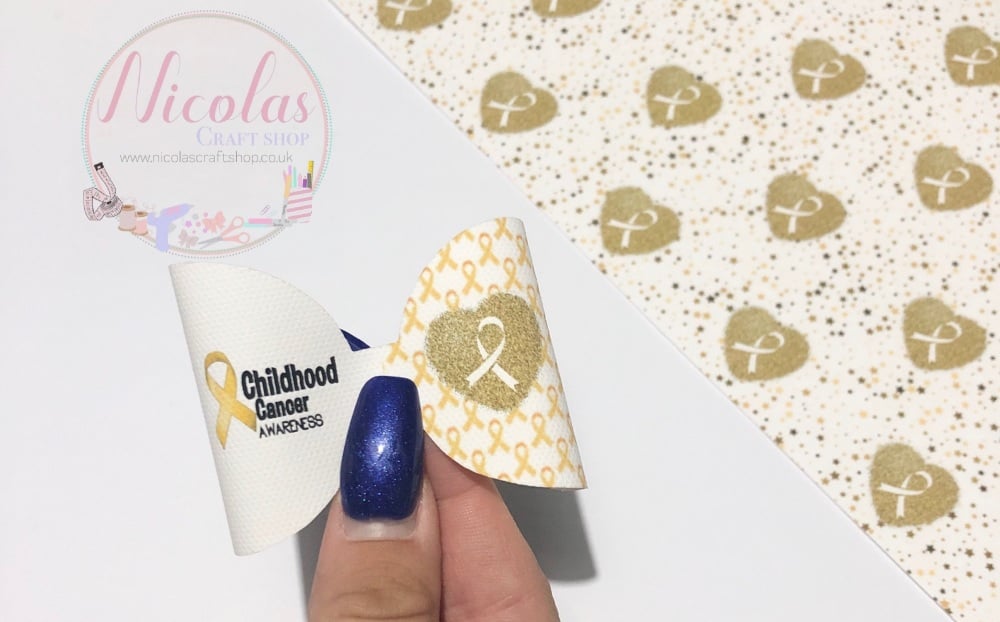 Childhood cancer awareness printed pre cut bow loop