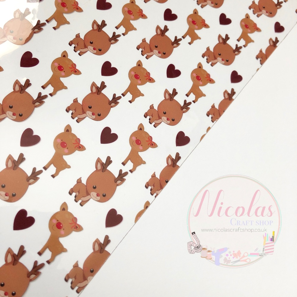 Cute baby reindeer printed transparent jelly fabric