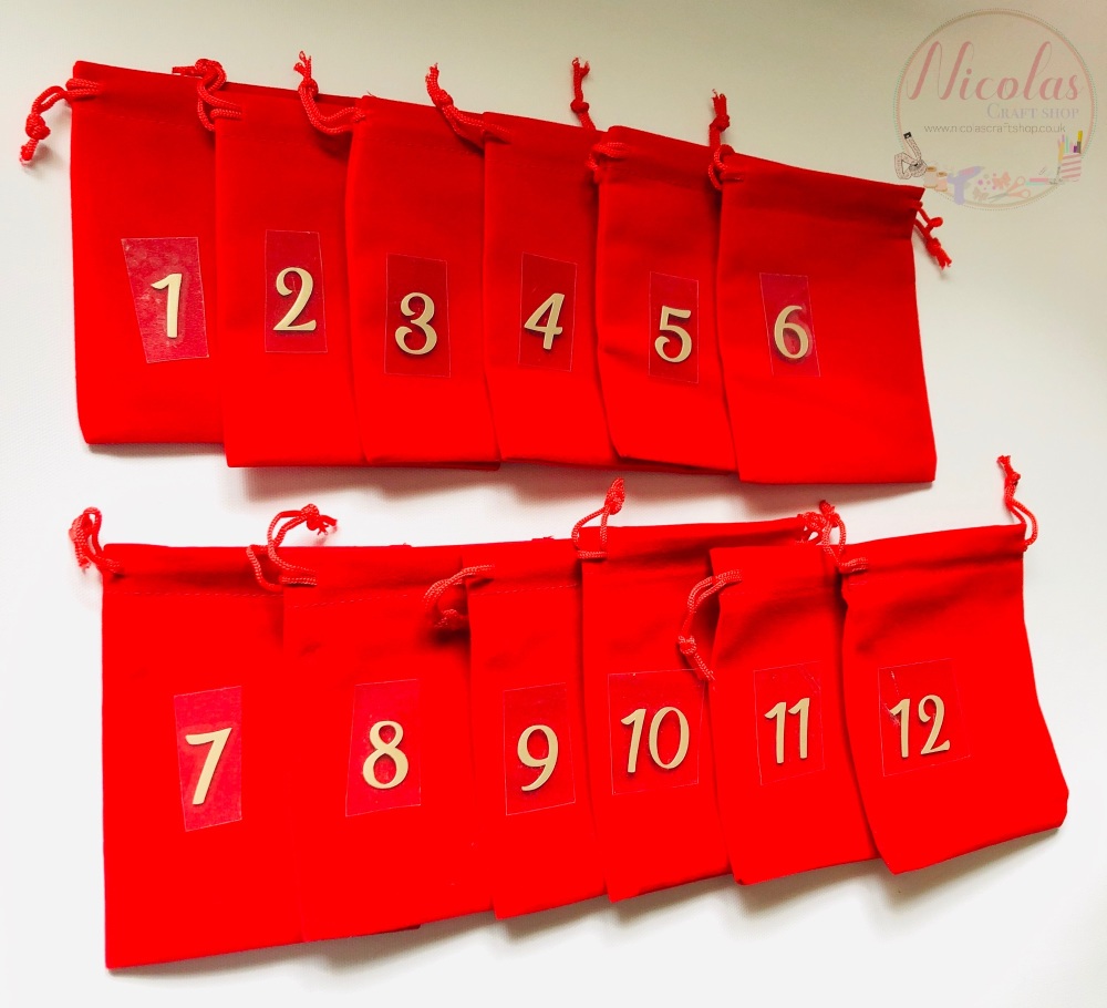x12 Christmas Red velvet drawstring bags (Multiple options)