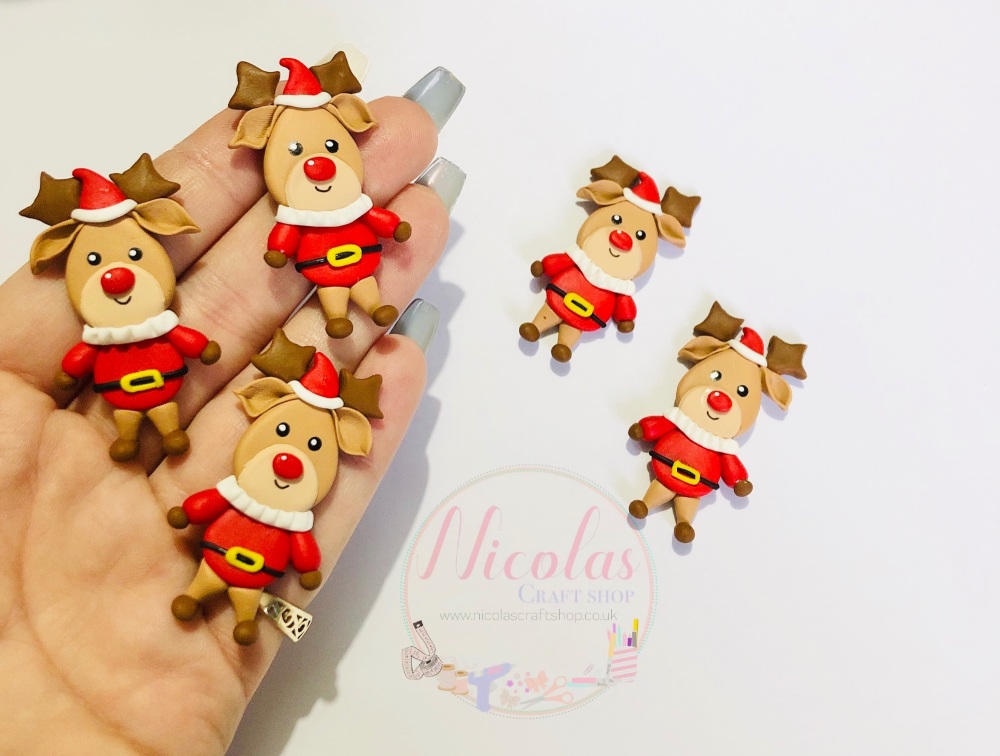 Full body Reindeer santa outfit polymer clay doll