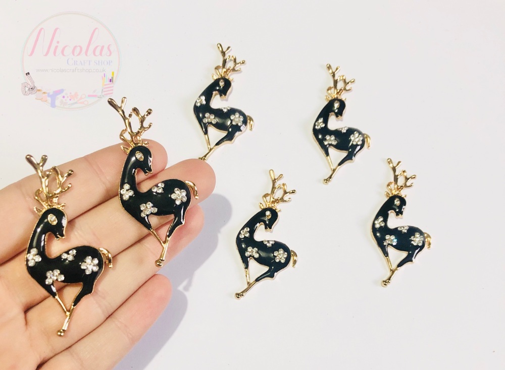 Black Deer Reindeer Bling alloy accessory embellishment