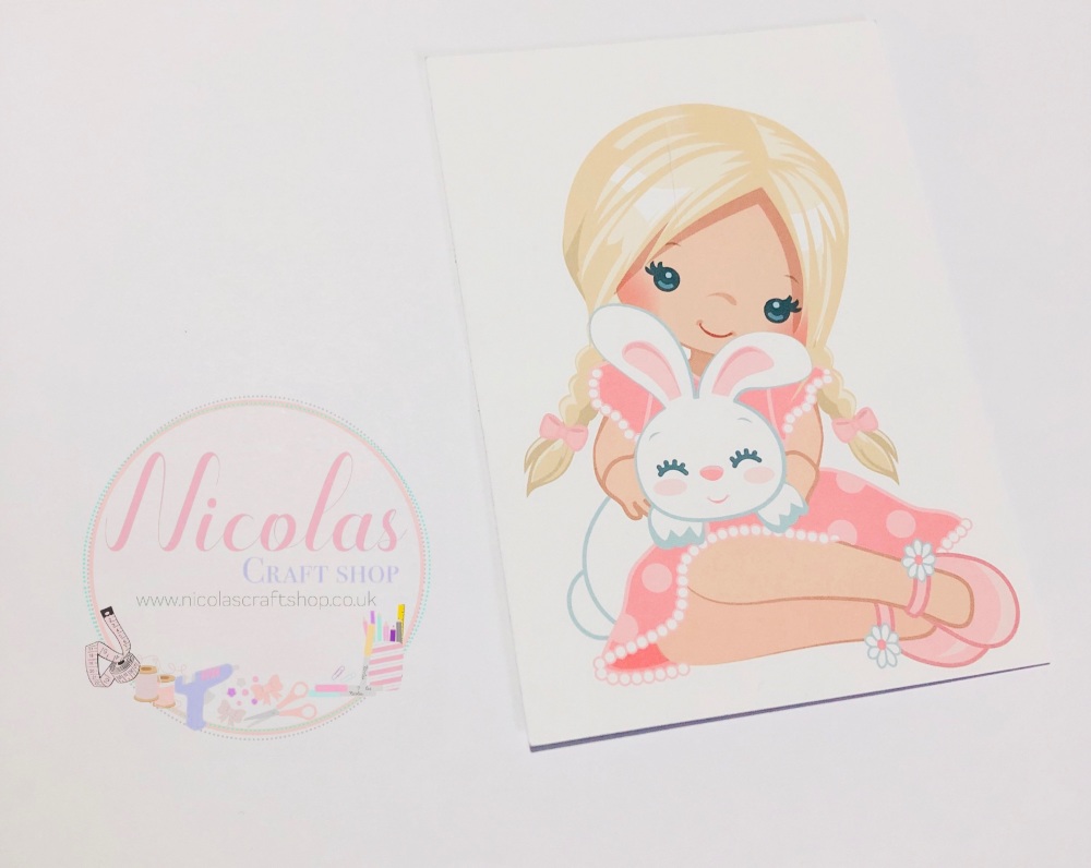 EASTER BUNNY GIRL - BLONDE - PACK OF 10 PRINTED BOW CARDS