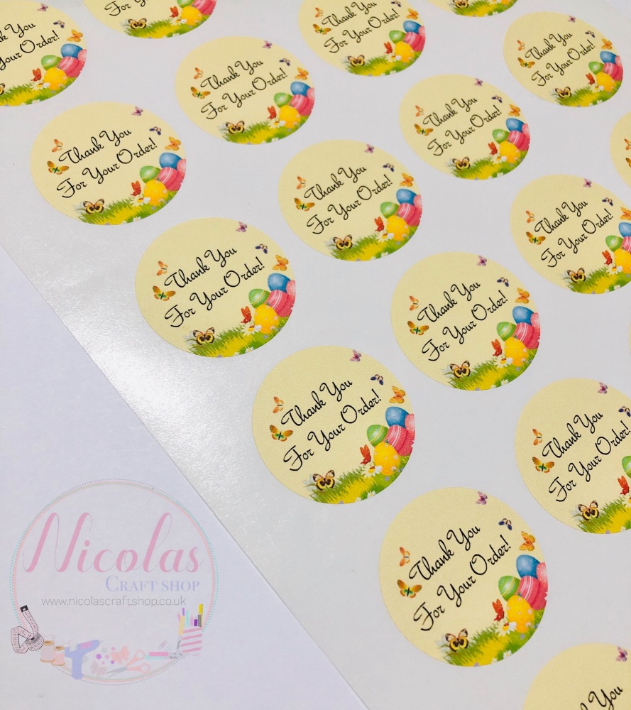 Pastel yellow easter thank you for your order sticker sheet