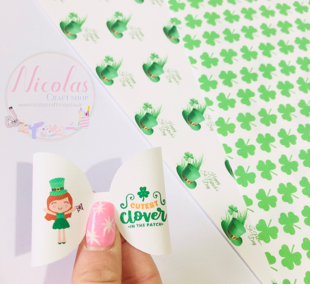 Cutest clover in the patch printed pre cut bow loop
