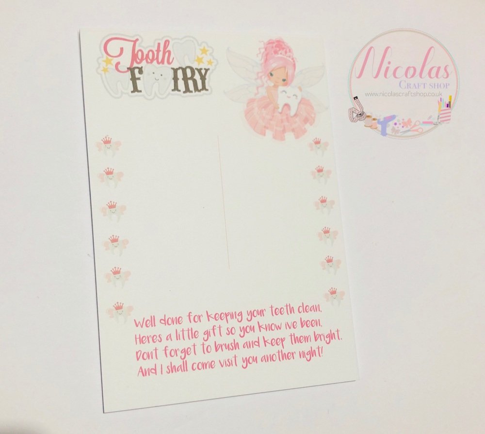 PINK TOOTH FAIRY - PACK OF 10 PRINTED BOW CARDS