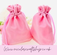 SINGLE - Pink velvet drawstring bag 
